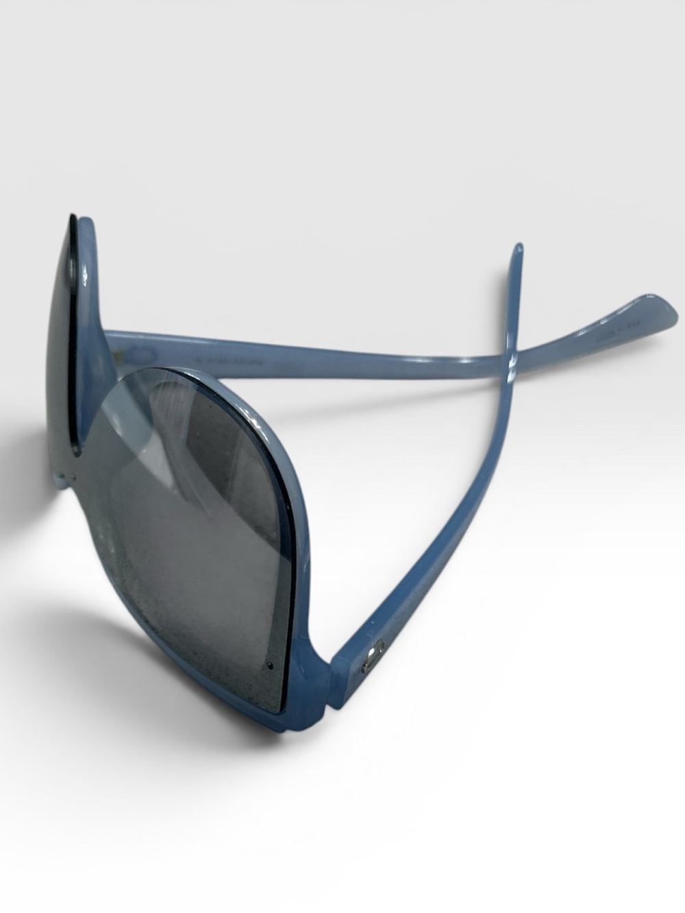 🩵 Oscar de la Renta Blue Reflective Oversized Rimless Cat-Eye Aviator Sunglasses
